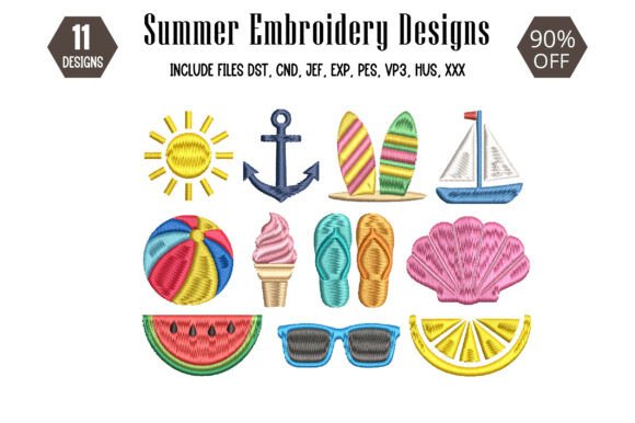 Download Summer Beach Embroidery Design - Premium Resources