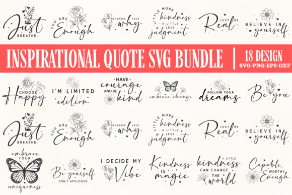 Download Inspirational Quote SVG Bundle | Motivat - Quote Collection