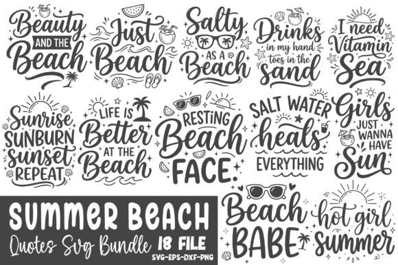 Download Summer Beach Quotes SVG Bundle - Quote Collection